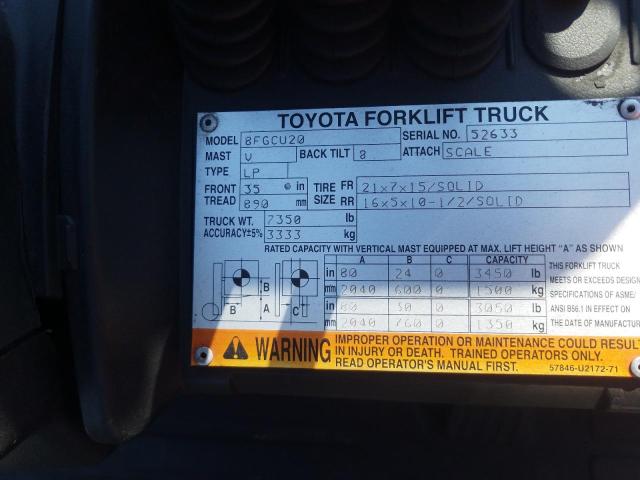 52633 - 2014 TOYOTA FORKLIFT ORANGE photo 10