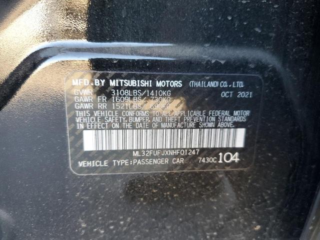 ML32FUFJXNHF01247 - 2022 MITSUBISHI MIRAGE G4 BLACK photo 10