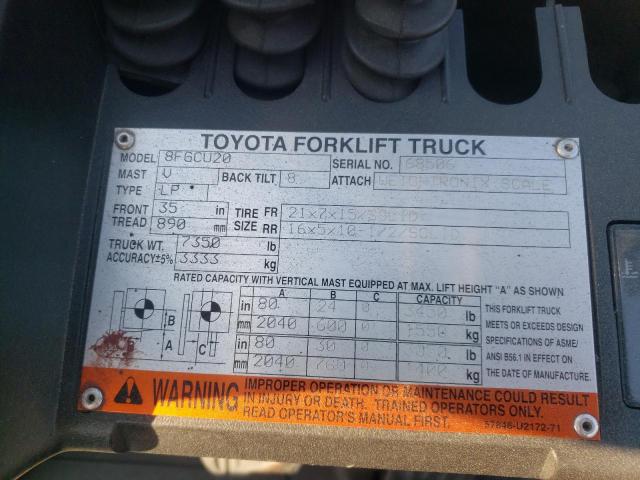 68506 - 2015 TOYOTA FORKLIFT ORANGE photo 10