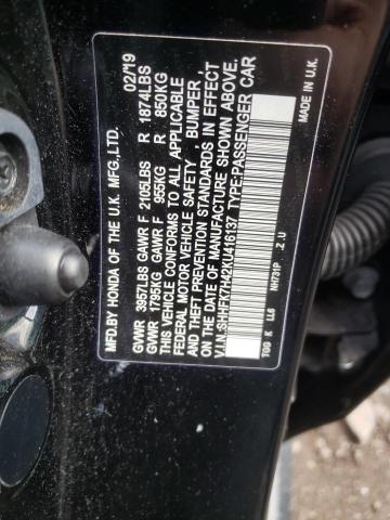 SHHFK7H42KU416137 - 2019 HONDA CIVIC SPOR BLACK photo 10