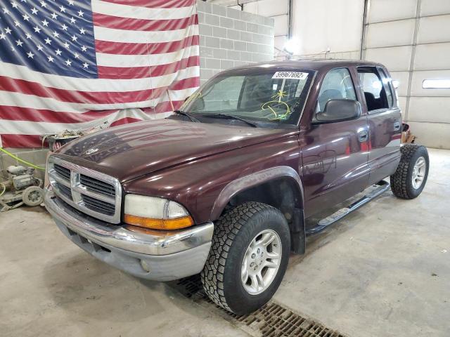 1D7HG48N84S565702 - 2004 DODGE DAKOTA QUA BURGUNDY photo 2