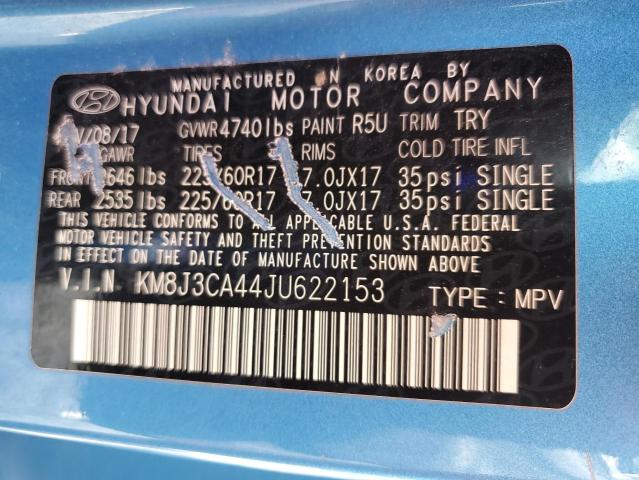 KM8J3CA44JU622153 - 2018 HYUNDAI TUCSON SEL BLUE photo 10