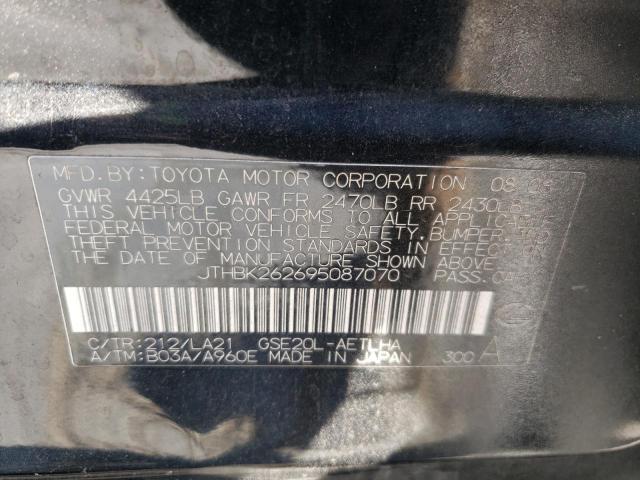 JTHBK262695087070 - 2009 LEXUS IS 250 BLACK photo 10