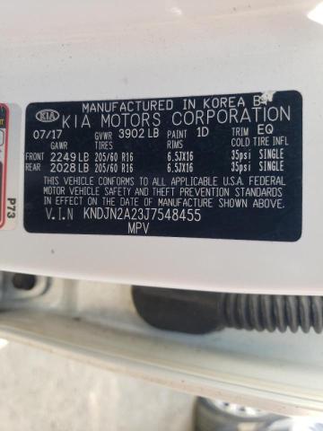 KNDJN2A23J7548455 - 2018 KIA SOUL WHITE photo 10