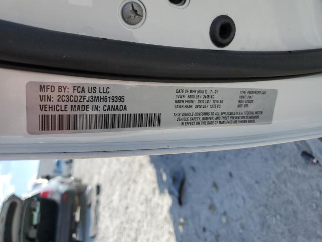 2C3CDZFJ3MH619395 - 2021 DODGE CHALLENGER WHITE photo 10