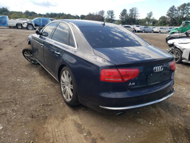 WAUAGAFD0DN028886 - 2013 AUDI A8 QUATTRO BLUE photo 3