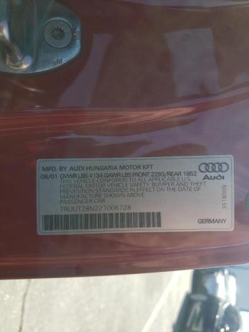 TRUUT28N221006728 - 2002 AUDI TT QUATTRO RED photo 10