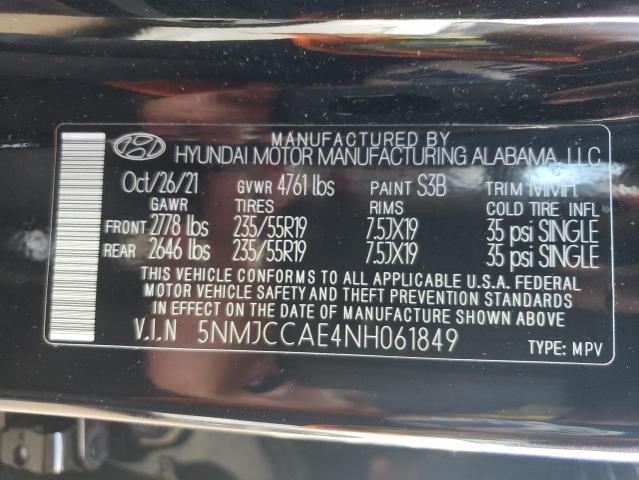 5NMJCCAE4NH061849 - 2022 HYUNDAI TUCSON SEL BLACK photo 10