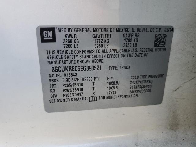 3GCUKREC5EG390521 - 2014 CHEVROLET SLVRD 1500 WHITE photo 10