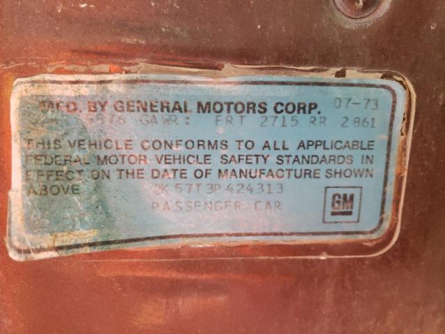 2K57T3P424313 - 1973 PONTIAC GRAND PRIX ყავისფერი ფოტო 10