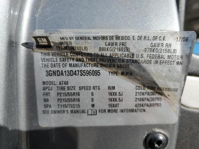 3GNDA13D47S596095 - 2007 CHEVROLET HHR LS GRAY photo 10