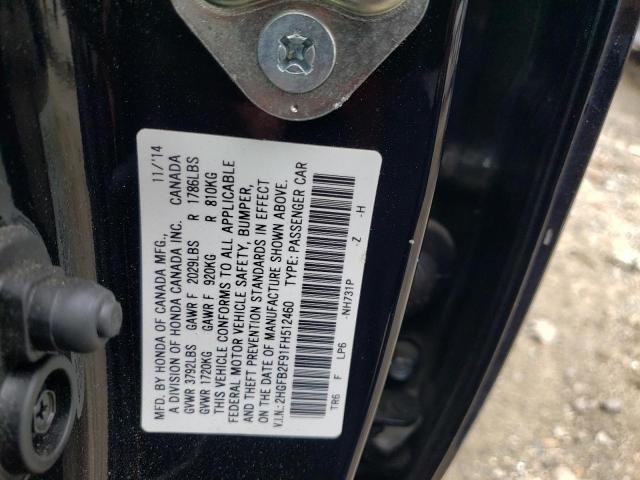 2HGFB2F91FH512460 - 2015 HONDA CIVIC EXL Qara foto 10