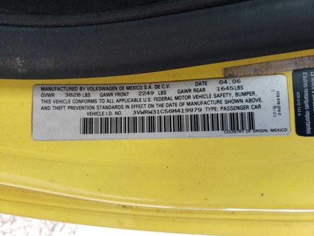 3VWRW31C56M419979 - 2006 VOLKSWAGEN NEW BEETLE 黄色 照片 10