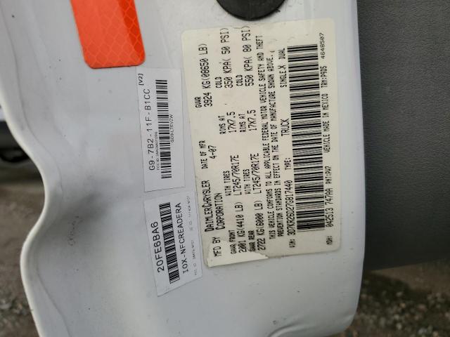 3D7KR26D27G817440 - 2007 DODGE RAM 2500 S WHITE photo 10