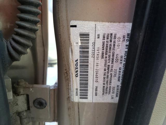 YV1RS61R812046810 - 2001 VOLVO S60 TAN photo 10