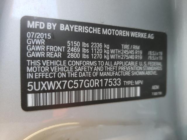 5UXWX7C57G0R17533 - 2016 BMW X3 XDRIVE3 SILVER photo 10