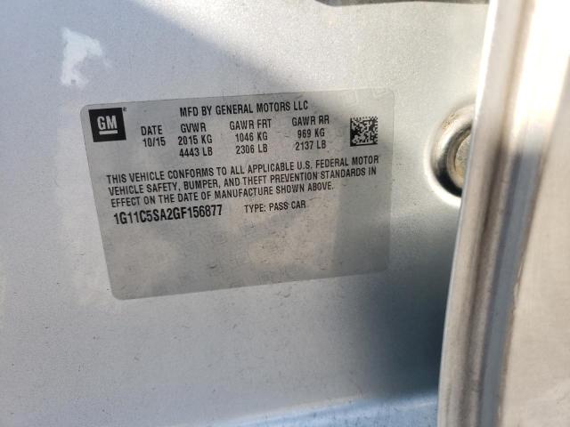 1G11C5SA2GF156877 - 2016 CHEVROLET MALIBU LIM 灰色 照片 10