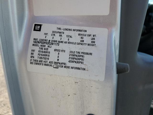 1G2NF52F02C291172 - 2002 PONTIAC GRAND AM S SILVER photo 10