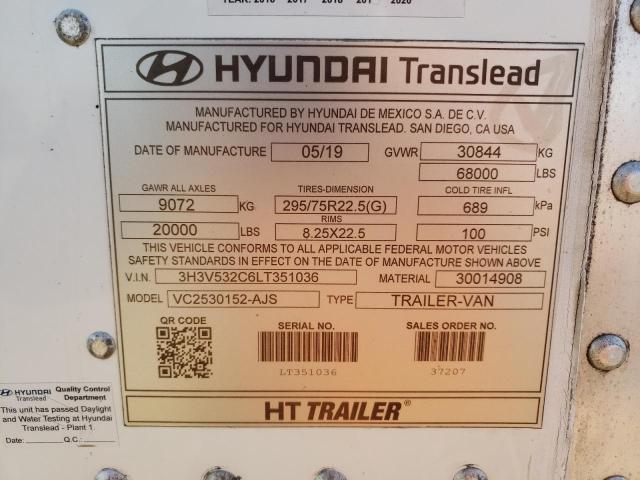 3H3V532C6LT351036 - 2020 HYUNDAI TRANSLEAD WHITE photo 10