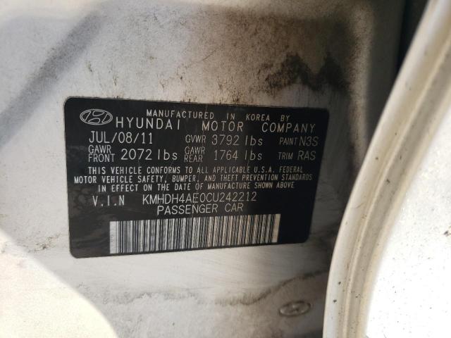 KMHDH4AE0CU242212 - 2012 HYUNDAI ELANTRA SILVER photo 10