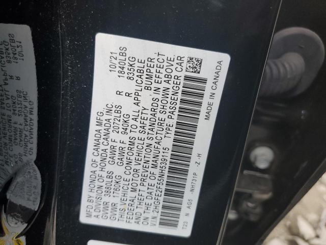 2HGFE2F55NH539115 - 2022 HONDA CIVIC SPOR BLACK photo 10