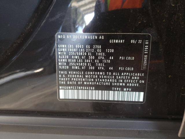 WVGUNPE27NP044268 - 2022 VOLKSWAGEN ID.4 PRO S შავი ფოტო 10