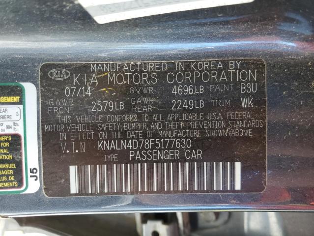 KNALN4D78F5177630 - 2015 KIA CADENZA PR BLUE photo 10