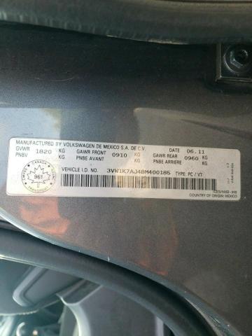 3VW1K7AJ4BM400185 - 2011 VOLKSWAGEN JETTA BASE 灰色 照片 10