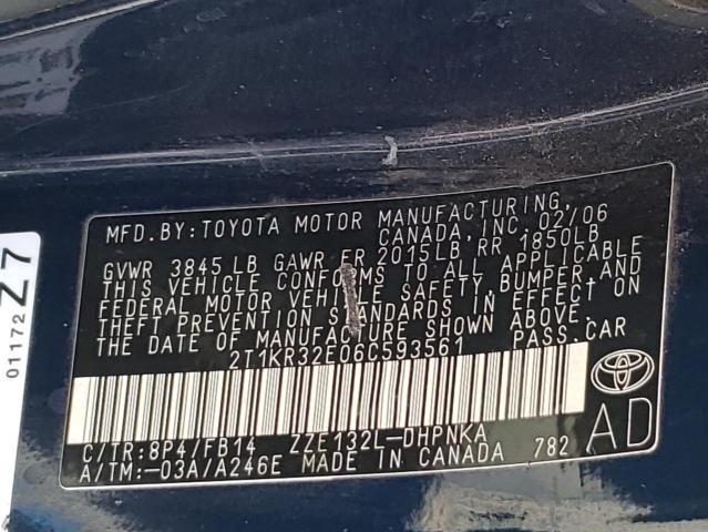 2T1KR32E06C593561 - 2006 TOYOTA MATRIX XR 蓝色 照片 10