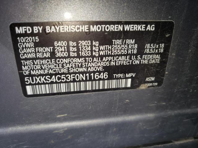 5UXKS4C53F0N11646 - 2015 BMW X5 M GRAY photo 10
