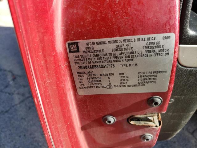 3GNBAADB5AS517173 - 2010 CHEVROLET HHR LS RED photo 10