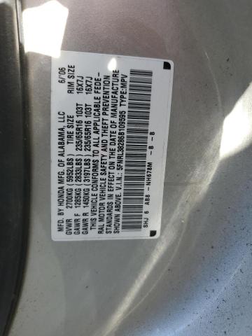 5FNRL38286B109595 - 2006 HONDA ODYSSEY LX SILVER photo 10