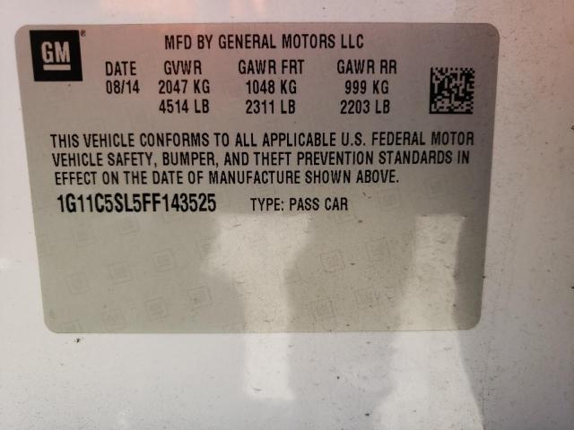 1G11C5SL5FF143525 - 2015 CHEVROLET MALIBU 1LT 白色 照片 10