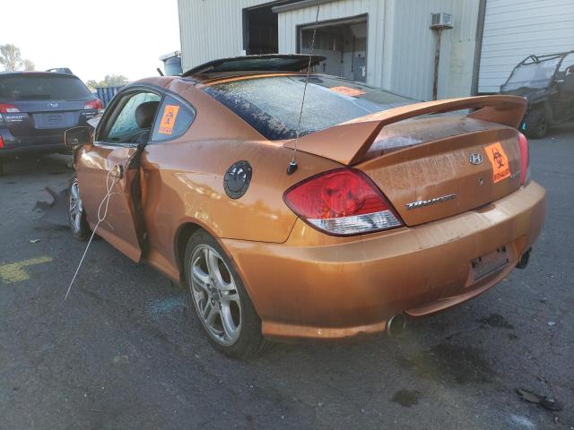 KMHHN65F66U210202 - 2006 HYUNDAI TIBURON GT ORANGE photo 3