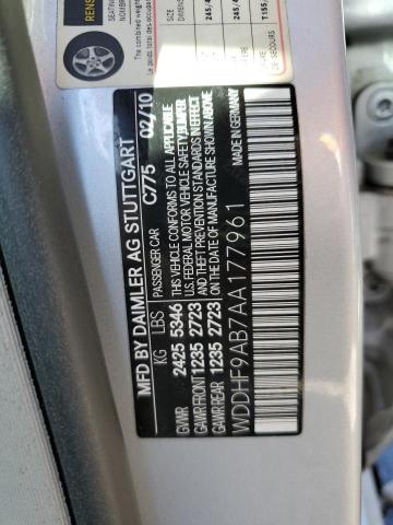 WDDHF9AB7AA177961 - 2010 MERCEDES-BENZ E 550 4MAT SILVER photo 10