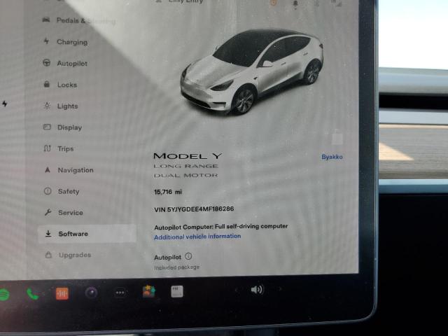 5YJYGDEE4MF186286 - 2021 TESLA MODEL Y أبيض صورة 8