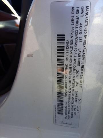 3VW2K7AJ0BM057069 - 2011 VOLKSWAGEN JETTA BASE 银色 照片 10