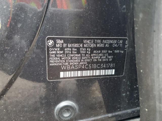 WBASP4C51BC341781 - 2011 BMW 550 XIGT CHARCOAL photo 10