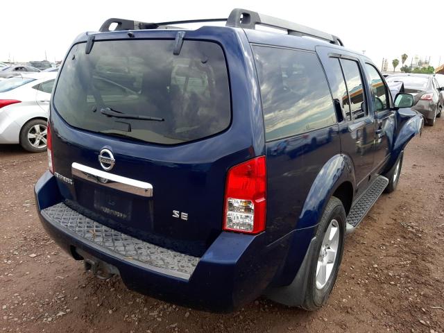 5N1AR18U88C607650 - 2008 NISSAN PATHFINDER BLUE photo 4