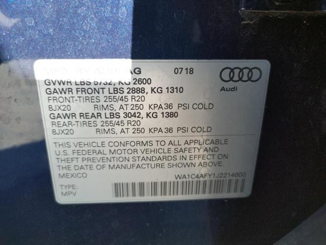 WA1C4AFY1J2214600 - 2018 AUDI SQ5 PRESTI BLUE photo 10