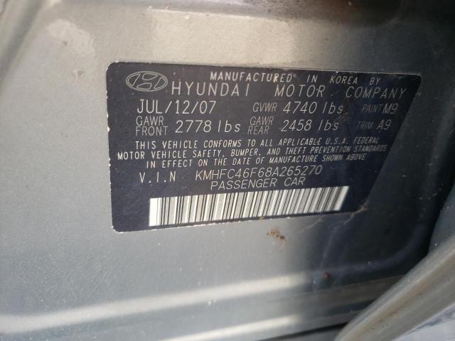 KMHFC46F68A265270 - 2008 HYUNDAI AZERA SE GREEN photo 10