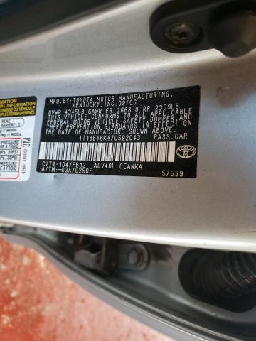 4T1BE46K47U592043 - 2007 TOYOTA CAMRY CE SILVER photo 10