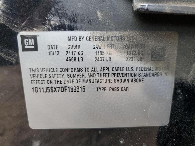 1G11J5SX7DF189816 - 2013 CHEVROLET MALIBU LTZ შავი ფოტო 10