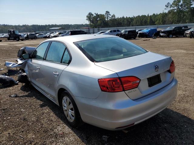 3VW2K7AJ8DM268605 - 2013 VOLKSWAGEN JETTA BASE SILVER photo 3