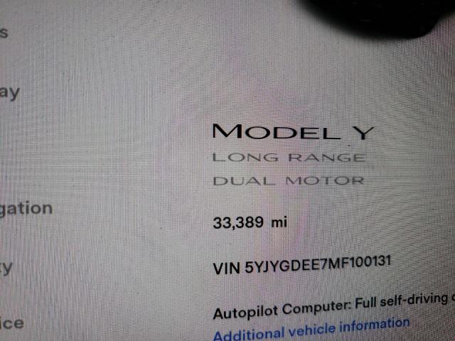 5YJYGDEE7MF100131 - 2021 TESLA MODEL Y أسود صورة 8