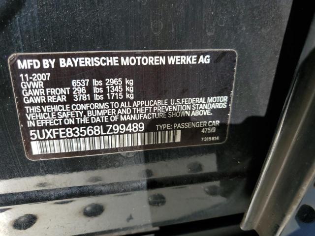 5UXFE83568LZ99489 - 2008 BMW X5 BLACK photo 10