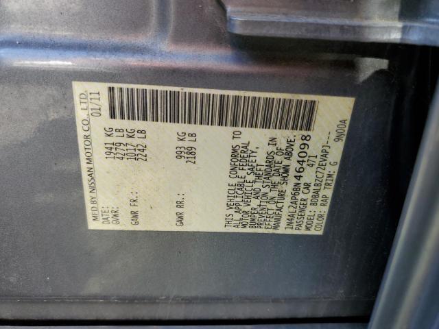 1N4AL2AP6BN464098 - 2011 NISSAN ALTIMA BAS GRAY photo 10