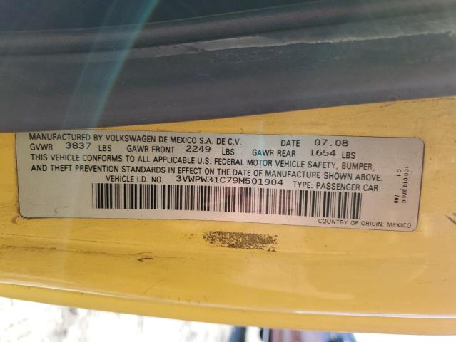 3VWPW31C79M501904 - 2009 VOLKSWAGEN NEW BEETLE 黄色 照片 10
