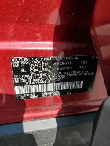 2T3C1RFV9MW124125 - 2021 TOYOTA RAV4 XLE P MAROON photo 10