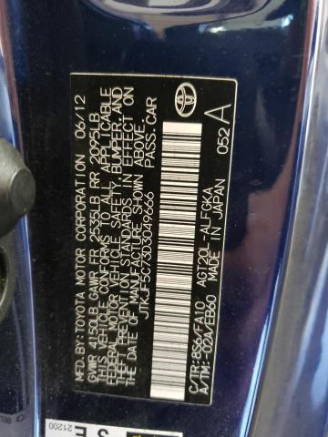 JTKJF5C73D3049666 - 2013 TOYOTA SCION TC ლურჯი ფოტო 10